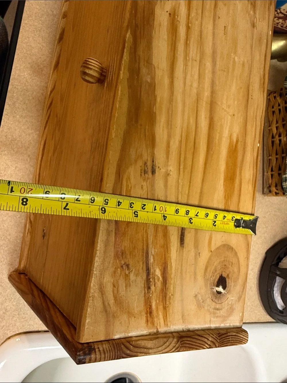 Solid Pine Wooden Bread Box in Natural Finish